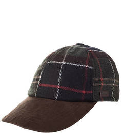 Трикотажная бейсболка цвета хаки в клетку Barbour