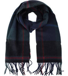 Синий шерстяной шарф в клетку Barbour
