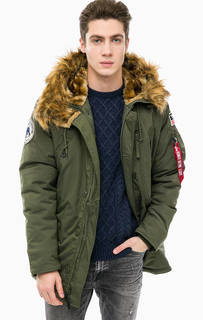 Удлиненная куртка цвета хаки Alpha Industries