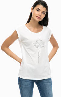 Белая хлопковая футболка с принтом Mustang