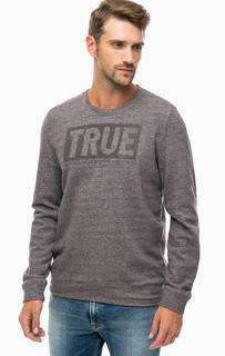 Серый хлопковый свитшот с принтом Mustang