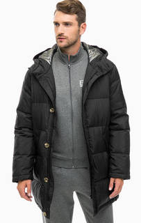 Черный демисезонный пуховик с капюшоном EA7