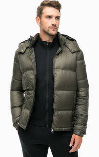 Короткий пуховик цвета хаки EA7