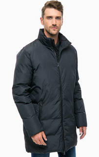 Удлиненный пуховик синего цвета EA7