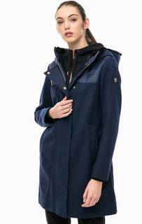 Синее демисезонное пальто с капюшоном EA7