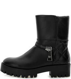 Черные кожаные полусапоги на молнии Armani Jeans