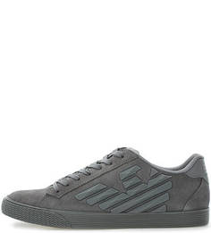 Серые замшевые кеды на шнуровке EA7