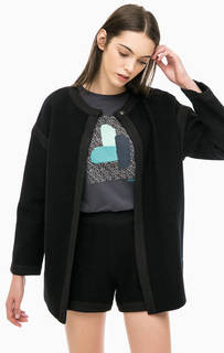 Черный шерстяной кардиган с поясом Armani Jeans