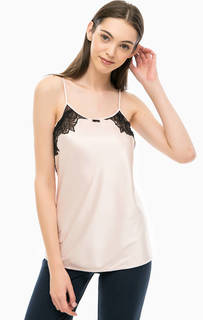 Бежевый топ с кружевными вставками Emporio Armani