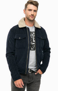 Синяя вельветовая куртка на молнии Jack & Jones