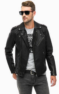 Черная куртка косуха Jack & Jones