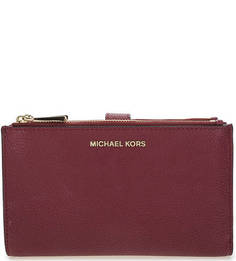 Бордовое кожаное портмоне с отделением для телефона Michael Michael Kors