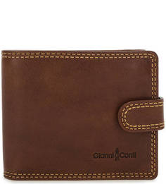 Коричневое портмоне с одним отделом для купюр Gianni Conti