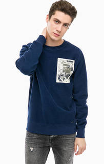 Синий хлопковый свитшот с нашивкой Pepe Jeans