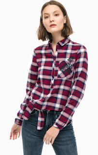 Хлопковая блуза в клетку с вышивкой Mavi