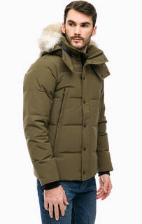 Пуховик цвета хаки Wyndham Parka со съемным капюшоном Canada Goose