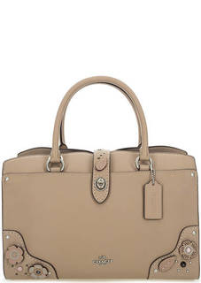 Бежевая сумка из гладкой кожи Coach