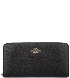 Черный кошелек из мягкой кожи Coach