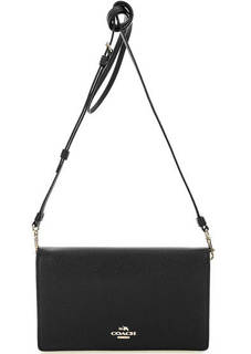 Черный клатч из мягкой кожи Coach