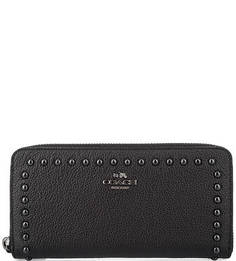 Кожаный кошелек с металлическим декором Coach