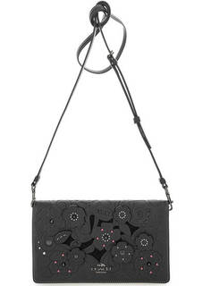 Кожаный клатч с металлической отделкой Coach