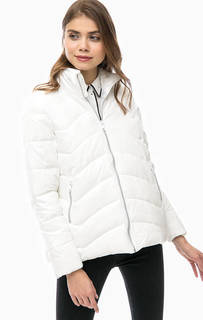 Белый пуховик со скрытым капюшоном Gas
