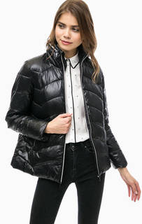 Черный пуховик со скрытым капюшоном Gas