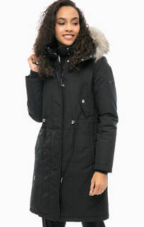Длинный зимний пуховик с меховой отделкой Gas