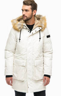Утепленная белая куртка с капюшоном Diesel