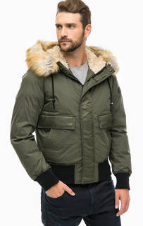 Короткая утепленная куртка цвета хаки Diesel