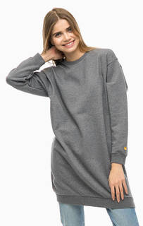 Короткое платье из хлопка серого цвета Carhartt WIP