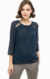 Синяя блуза с кружевными вставками Vero Moda
