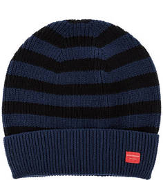 Синяя вязаная шапка в полоску Scotch&Soda