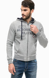 Серая толстовка с капюшоном Aeronautica Militare