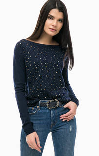 Синий джемпер из вискозы с декоративной отделкой Liu Jo