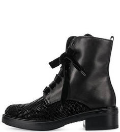 Кожаные ботинки с отделкой стразами Tosca BLU