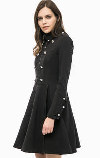 Черное платье с декоративными пуговицами MET