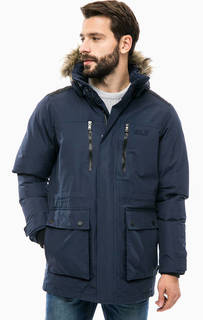 Длинный зимний пуховик с меховой отделкой Jack Wolfskin