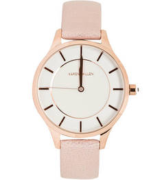 Часы с розовым кожаным ремешком Karen Millen