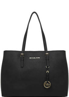Черная кожаная сумка с двумя отделами Michael Michael Kors