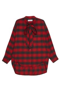 Хлопковая блузка в клетку Balenciaga