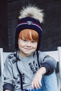 Шапка из шерсти и кашемира синяя Junior Republic