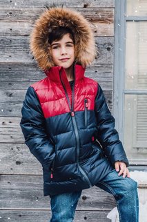 Пуховик с красной кокеткой Junior Republic