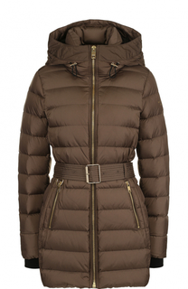 Стеганый пуховик с капюшоном и поясом Burberry