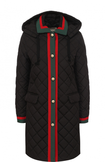 Приталенное стеганое пальто с капюшоном Gucci