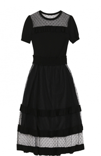 Приталенное платье-миди с кружевными вставками REDVALENTINO