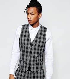Черно-белый жилет суперзауженного кроя в клетку Noak - Черный