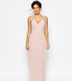 Платье макси с запахом и отделкой TFNC WEDDING - Розовый