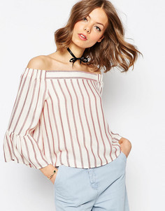 Топ в полоску со спущенными плечами ASOS TALL - Мульти