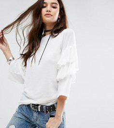 Топ с рукавами длиной 3/4 и оборками Boohoo - Белый